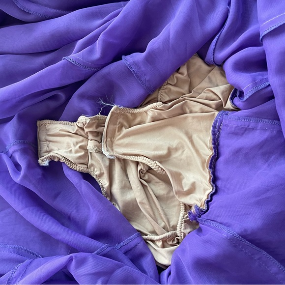 Purple Ballroom Dancing Dress Costume Sweetheart Neckline Cut Out Twirling Sz M - Picture 10 of 10